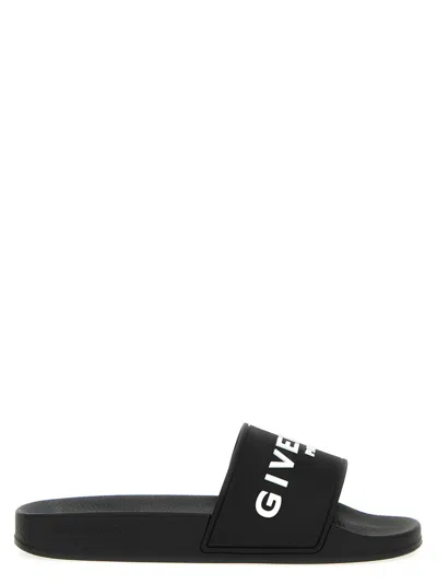 Givenchy Black Rubber Slides With Contrasting Logo