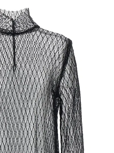 Dolce & Gabbana Delicate High Neck Mesh Blouse In Black