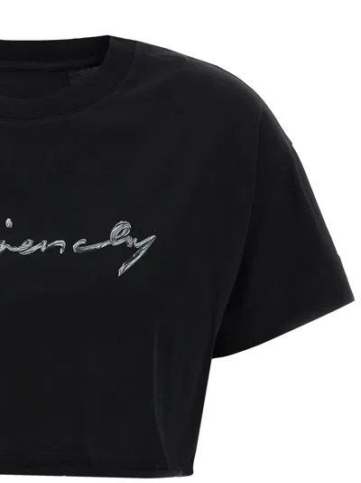 Givenchy Signature Logo Cropped T-shirt In Black
