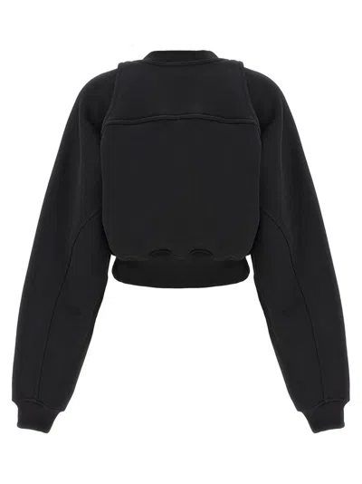Off-white Cotton Sweatshirt With Frontal Logo In Black