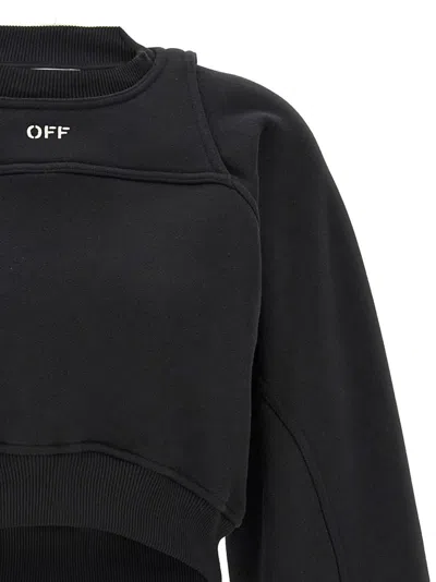 Off-white Cotton Sweatshirt With Frontal Logo In Black