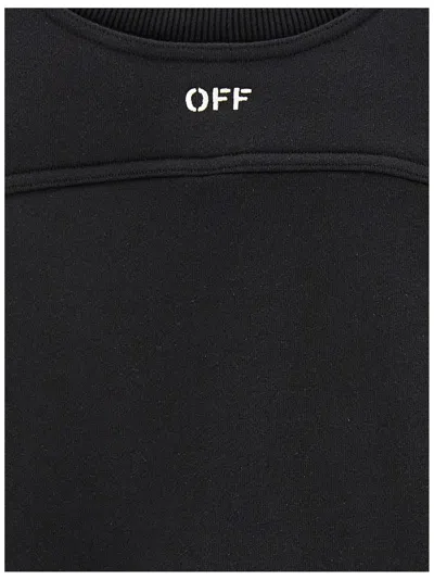 Off-white Cotton Sweatshirt With Frontal Logo In Black