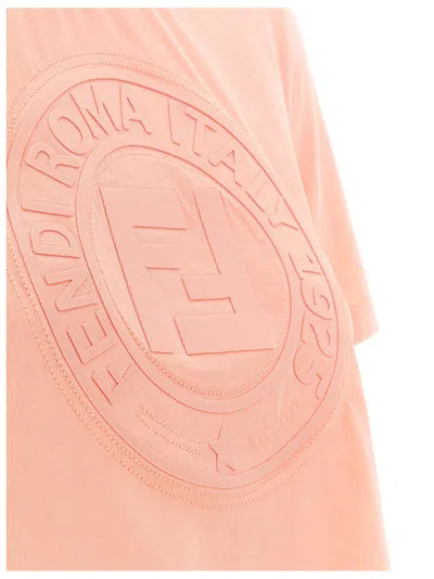 Fendi Pink Cotton Logo Crop T-shirt