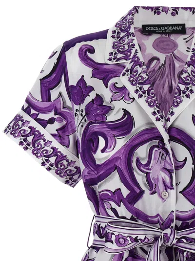 Dolce & Gabbana Majolica Print Silk Twill Shirt Women In Multi