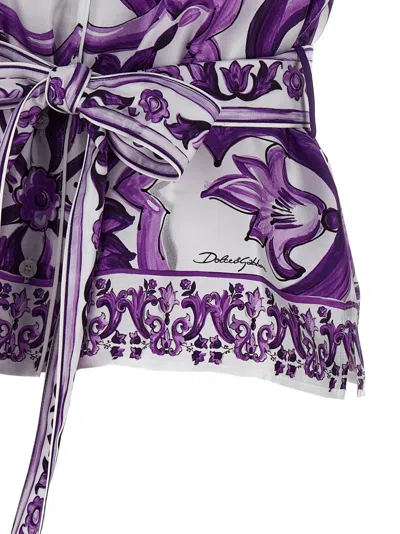 Dolce & Gabbana Majolica Print Silk Twill Shirt Women In Multi