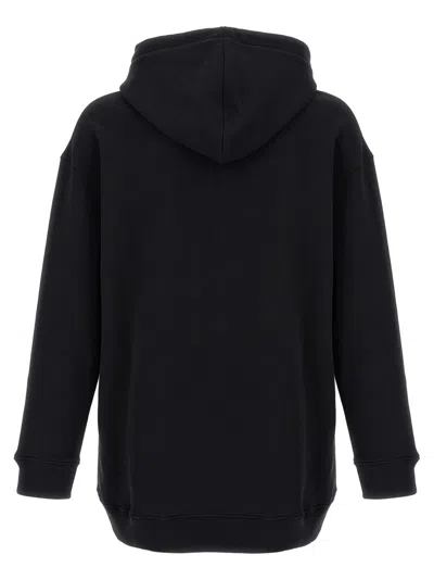 Moschino Graphic Print Hooded Longline Ribbed Cuffs In Black