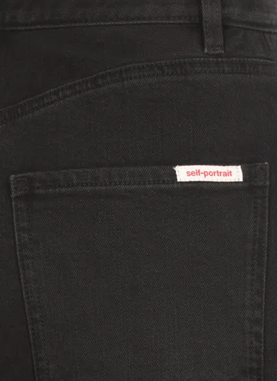 Self-portrait High-waisted Relaxed Fit Black Jeans In Black