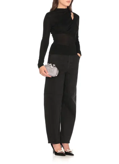 Self-portrait High-waisted Relaxed Fit Black Jeans In Black