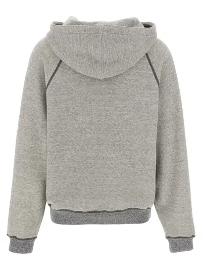 Chloé Hooded Cotton Blend Sweatshirt With Kangaroo Pocket In Gray