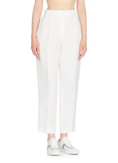 Brunello Cucinelli White Linen Blend Trousers