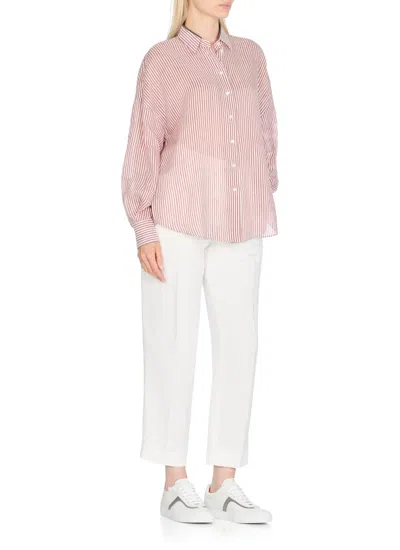 Brunello Cucinelli White Linen Blend Trousers
