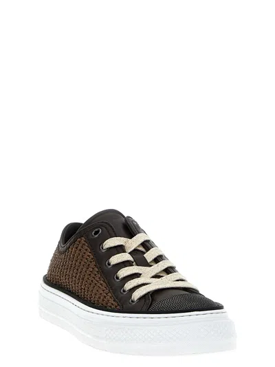 Brunello Cucinelli Luxe Woven Texture Sneakers