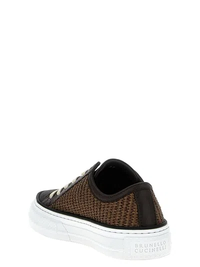 Brunello Cucinelli Luxe Woven Texture Sneakers