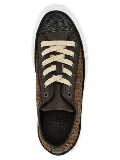 Brunello Cucinelli Luxe Woven Texture Sneakers