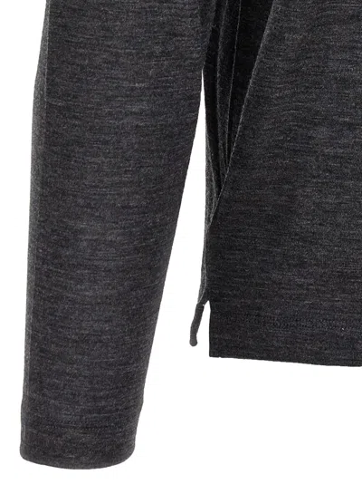 Zanone Heathered Grey Crewneck Wool Sweater With Classic Fit In Black