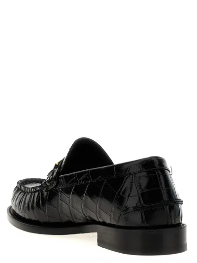Versace Horsebit-embellished Croc-effect Patent-leather Loafers
