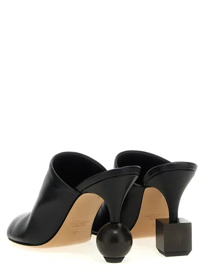 Jacquemus Black Mule With Geometric Heel In Black