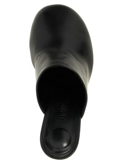 Jacquemus Black Mule With Geometric Heel In Black
