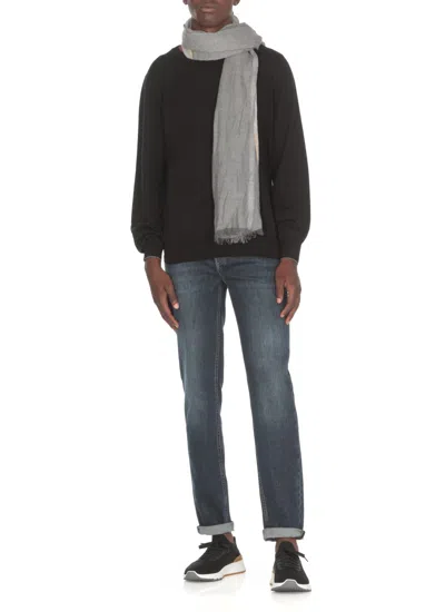 Brunello Cucinelli Colorblock Cashmere And Silk Scarf In Gray