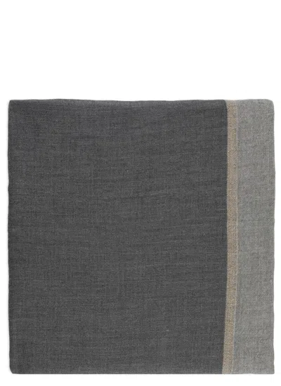 Brunello Cucinelli Colorblock Cashmere And Silk Scarf In Gray