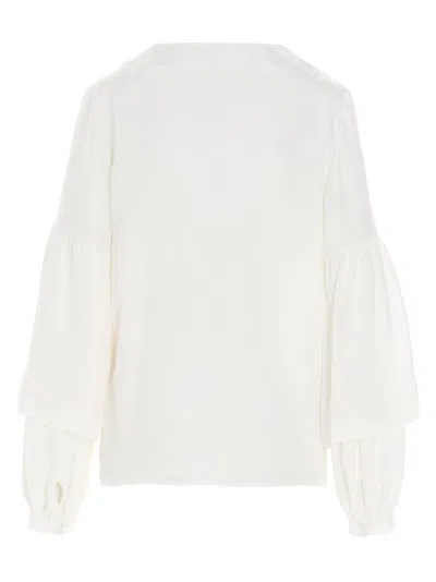 Di.la3 Pari' Puff-sleeve Silk Shirt In White