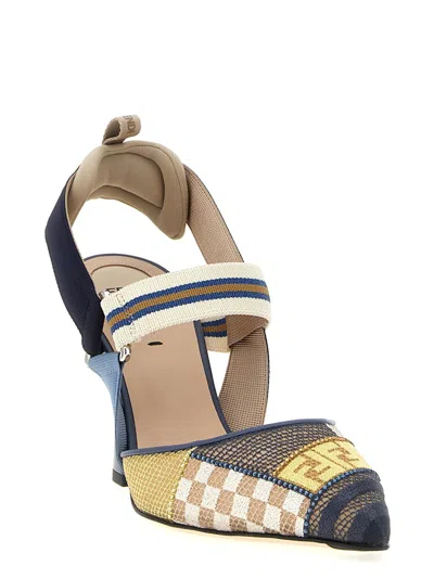 Fendi 'strappy Pointed Toe Pump With Patterned Design'