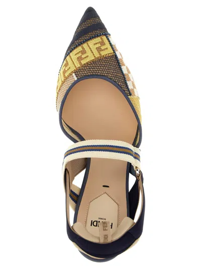 Fendi 'strappy Pointed Toe Pump With Patterned Design'