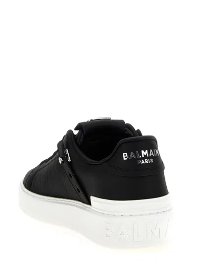 Balmain 'b-court B-buzz' Black Low Sneakers With Diamond Motif And Logo Patch On The Tongue