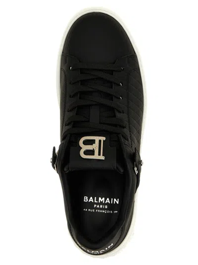 Balmain 'b-court B-buzz' Black Low Sneakers With Diamond Motif And Logo Patch On The Tongue
