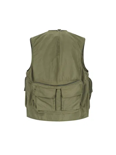 Hed Mayner Sleeveless Utility Jacket With Front Zip In Green