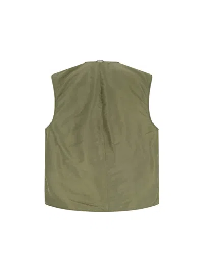 Hed Mayner Sleeveless Utility Jacket With Front Zip In Green