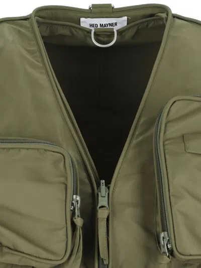 Hed Mayner Sleeveless Utility Jacket With Front Zip In Green