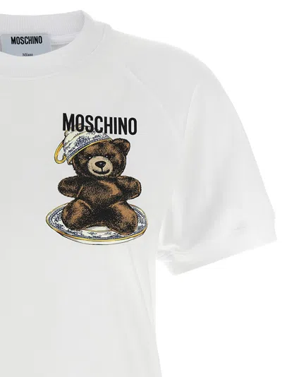 Moschino Crew Neck Graphic Print Short Sleeves Top In White