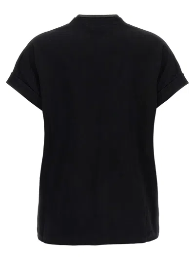 Brunello Cucinelli V-neck Short Sleeve T-shirt With Rolled Sleeves