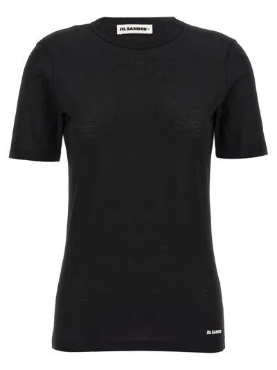 Jil Sander Logo Cotton Jersey T-shirt In Black
