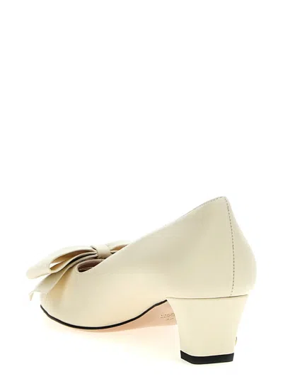 Valentino Garavani Ivory Leather Bowow Pumps In Neutral