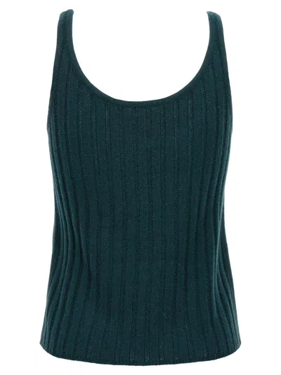 Eres 'knit Ribbed Scoop Neck Sleeveless Top' In Green