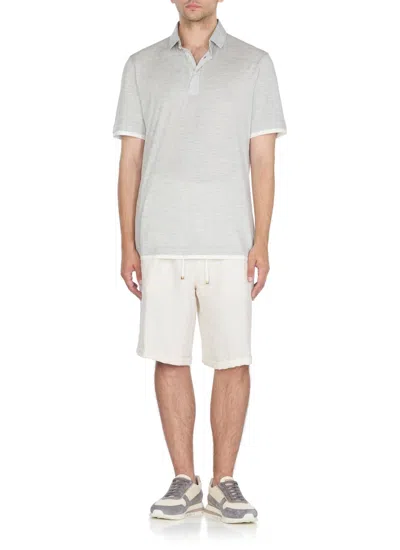 Brunello Cucinelli Silk And Cotton Three-button Polo Shirt In Gray