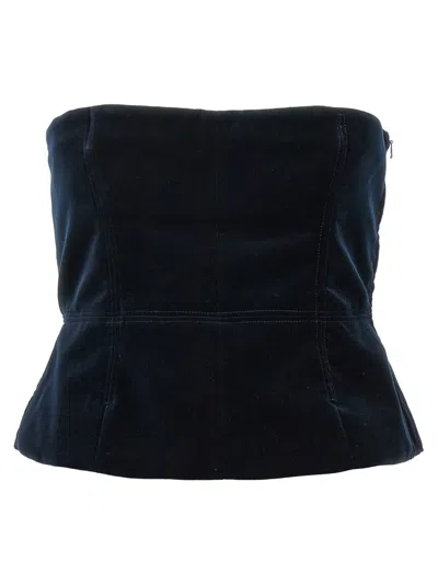Tom Ford Velvet Strapless Top Fitted Silhouette In Blue