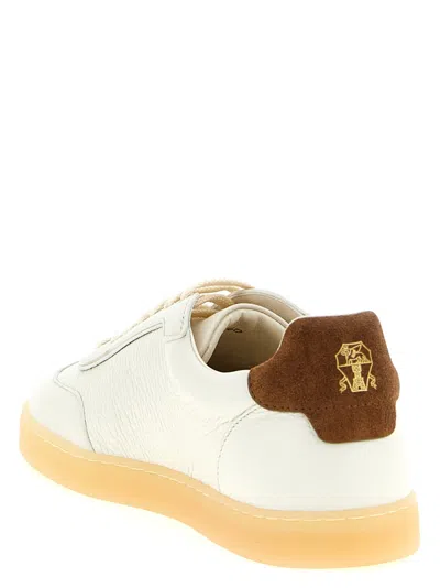 Brunello Cucinelli Hammered Leather Sneakers With Suede Accents