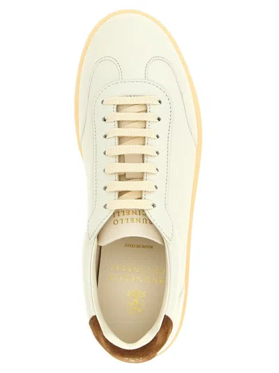 Brunello Cucinelli Hammered Leather Sneakers With Suede Accents