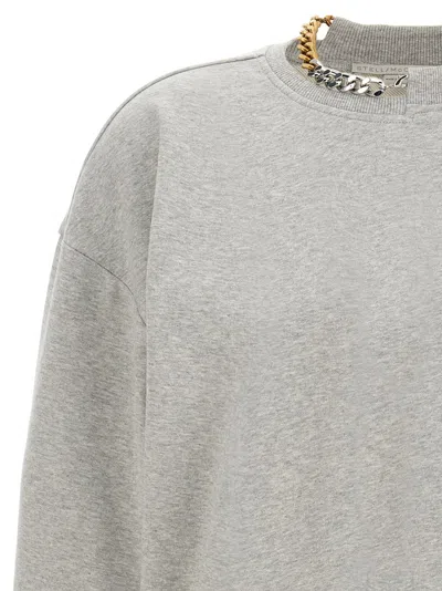 Stella Mccartney Crewneck Organic Cotton Sweatshirt With Chain. In Gray