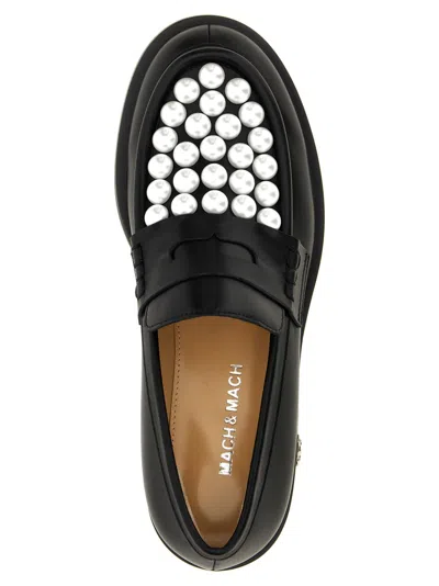 Mach&mach Pearl Embellished Leather Loafers In Black
