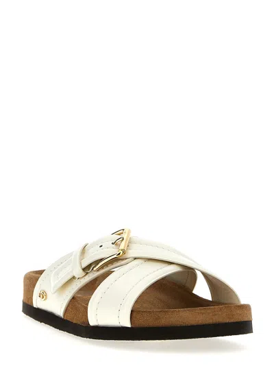 Valentino Velluto Leather Crisscross Buckle Sandals