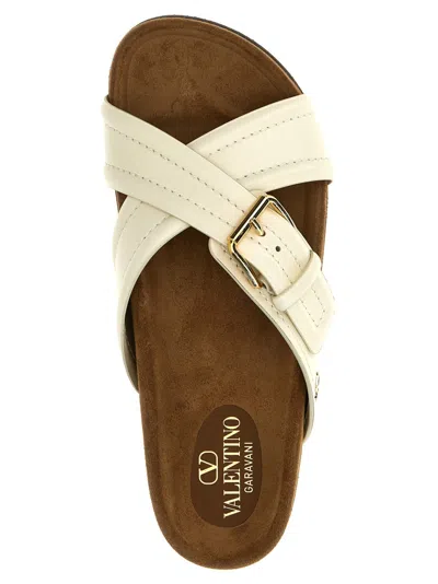 Valentino Velluto Leather Crisscross Buckle Sandals