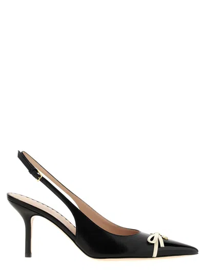 Valentino Garavani Leather Slingback With Patent Leather Toe