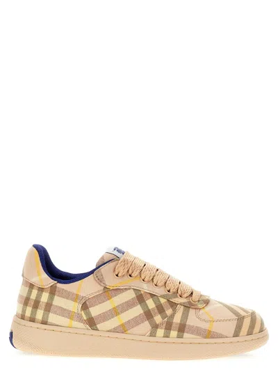 Burberry Light Terrace Sneakers Checkered Pattern In Nude