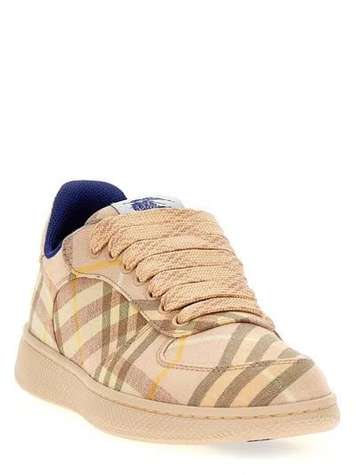 Burberry Light Terrace Sneakers Checkered Pattern In Nude