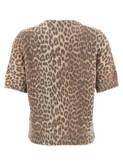 Ganni Women Leopard Wool Mix T-shirt