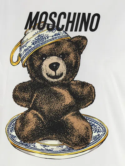 Moschino Crew Neck Graphic Print Short Sleeves Tshirt In White
